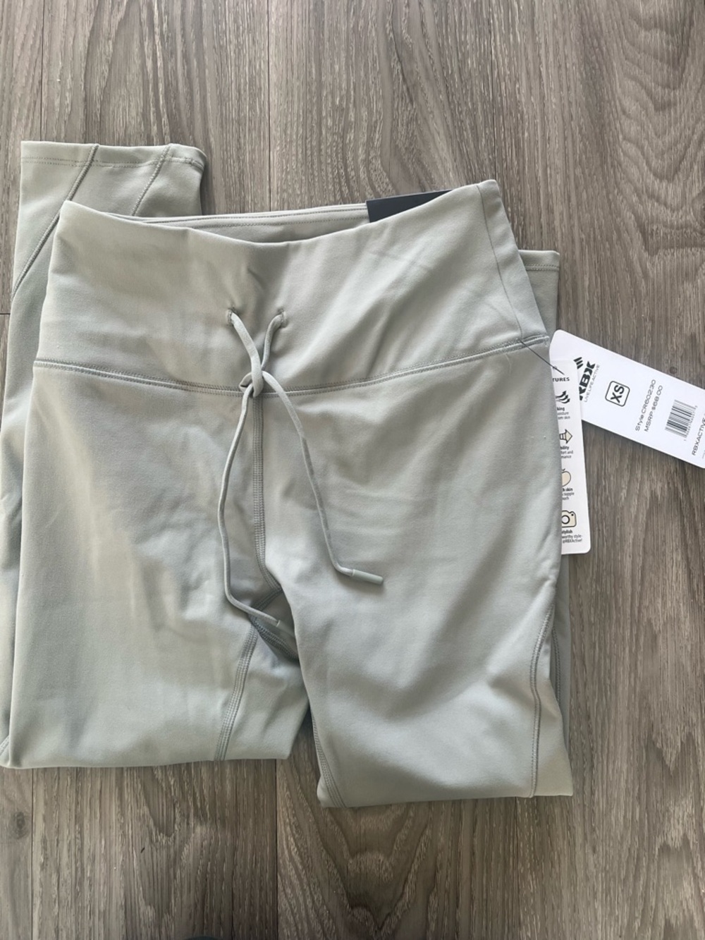 RBX High-Waist Drawstring Leggings - Sage Green
